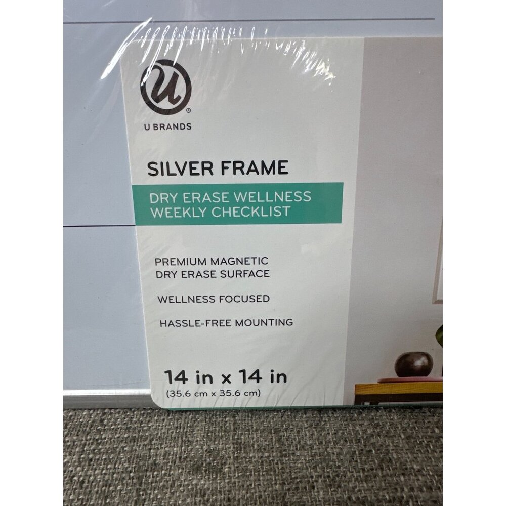 U Brands 14" x 14" Silver Frame Dry Erase Wellness Checklist Magnetic Board - Picture 2 of 6
